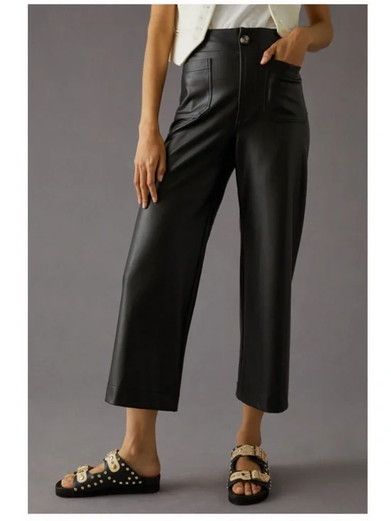Colette Cropped Vegan Leather Pants - Picture 4 of 15